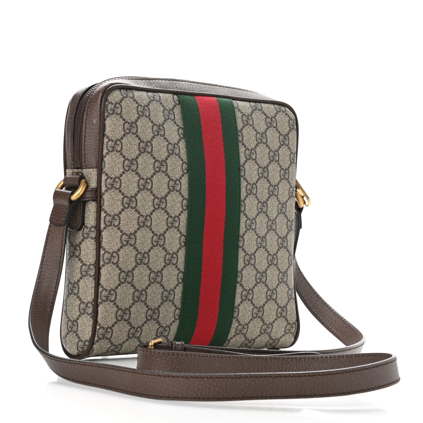 GG Supreme Monogram Web Small Ophidia Messenger Bag Brown