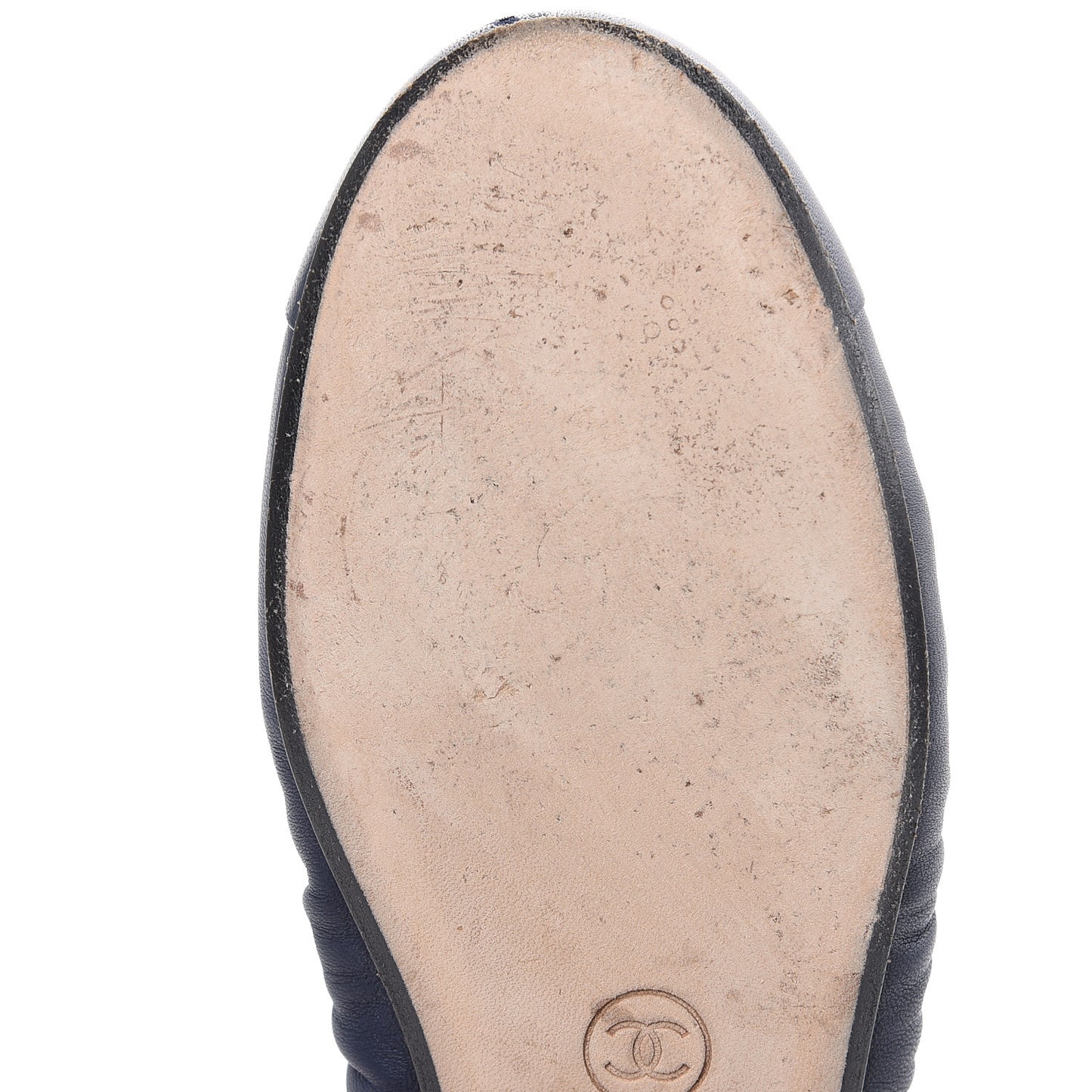 Lambskin CC Cap Toe Ballerina Flats 36 Navy Blue