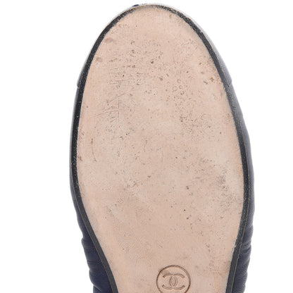 Chanel Lambskin CC Cap Toe Ballerina Flats 36 Navy Blue 9 of 11