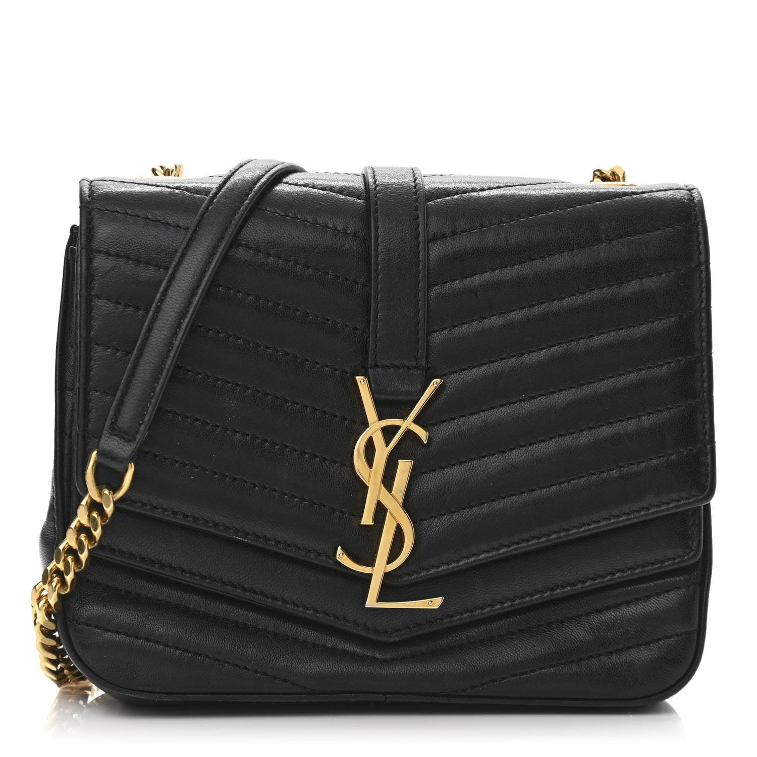 Saint Laurent Lambskin Matelasse Chevron Monogram Small Sulpice Bag Black 1 of 11