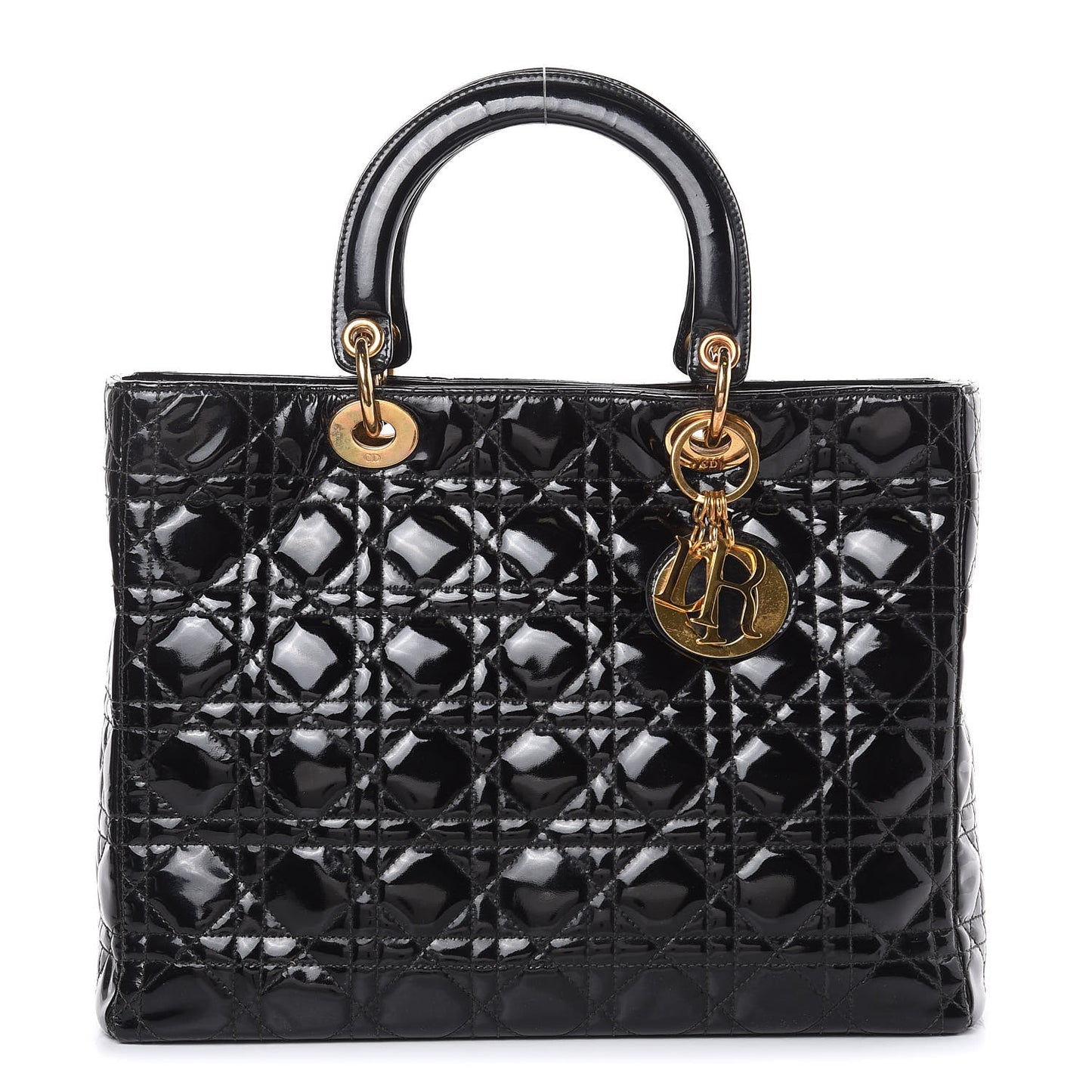 Patent Cannage Large Lady Dior Black