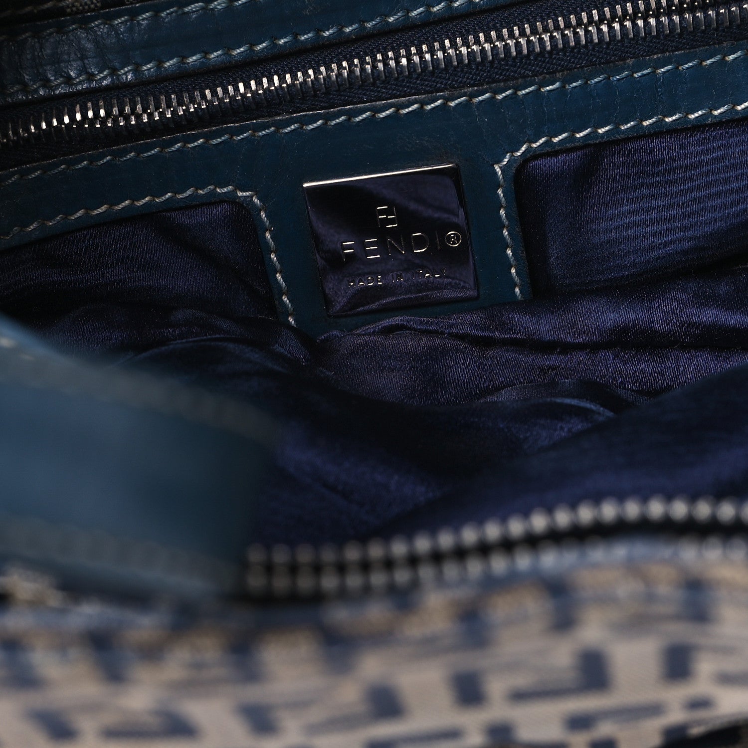 Fendi Zucchino Shoulder Bag Blue 6 of 12
