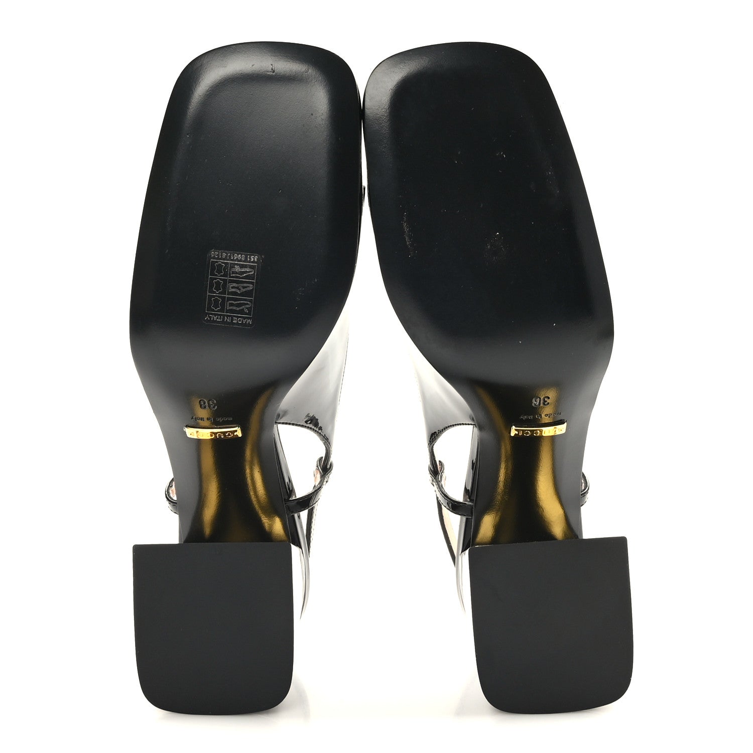 Gucci Patent Horsebit 75mm Slingback Pumps 38 Black 5 of 7
