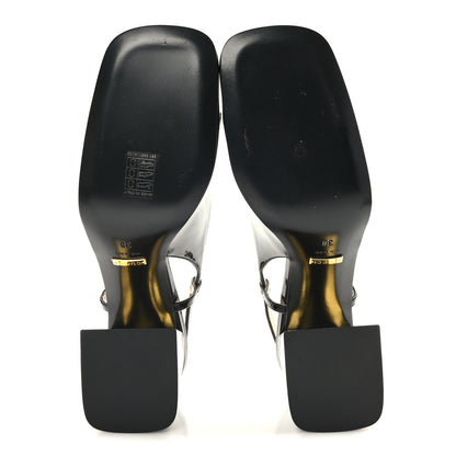 Gucci Patent Horsebit 75mm Slingback Pumps 38 Black 5 of 7