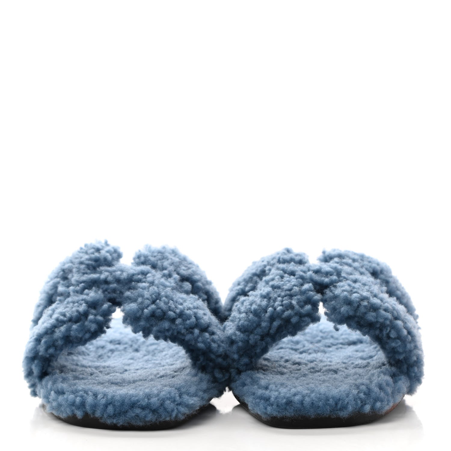 Hermes Woolskin Oran Sandals 38.5 Bleu 2 of 8