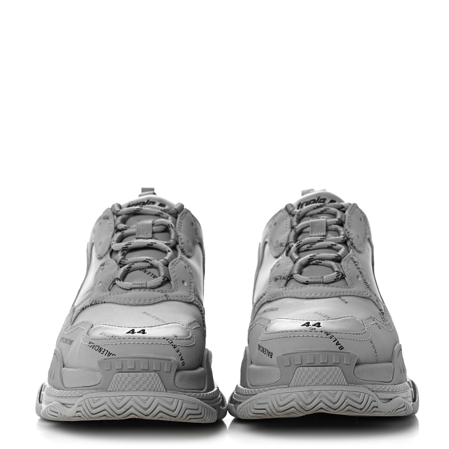 Technical Fabric Allover Logo Mens Triple S Sneakers 44 Grey Black