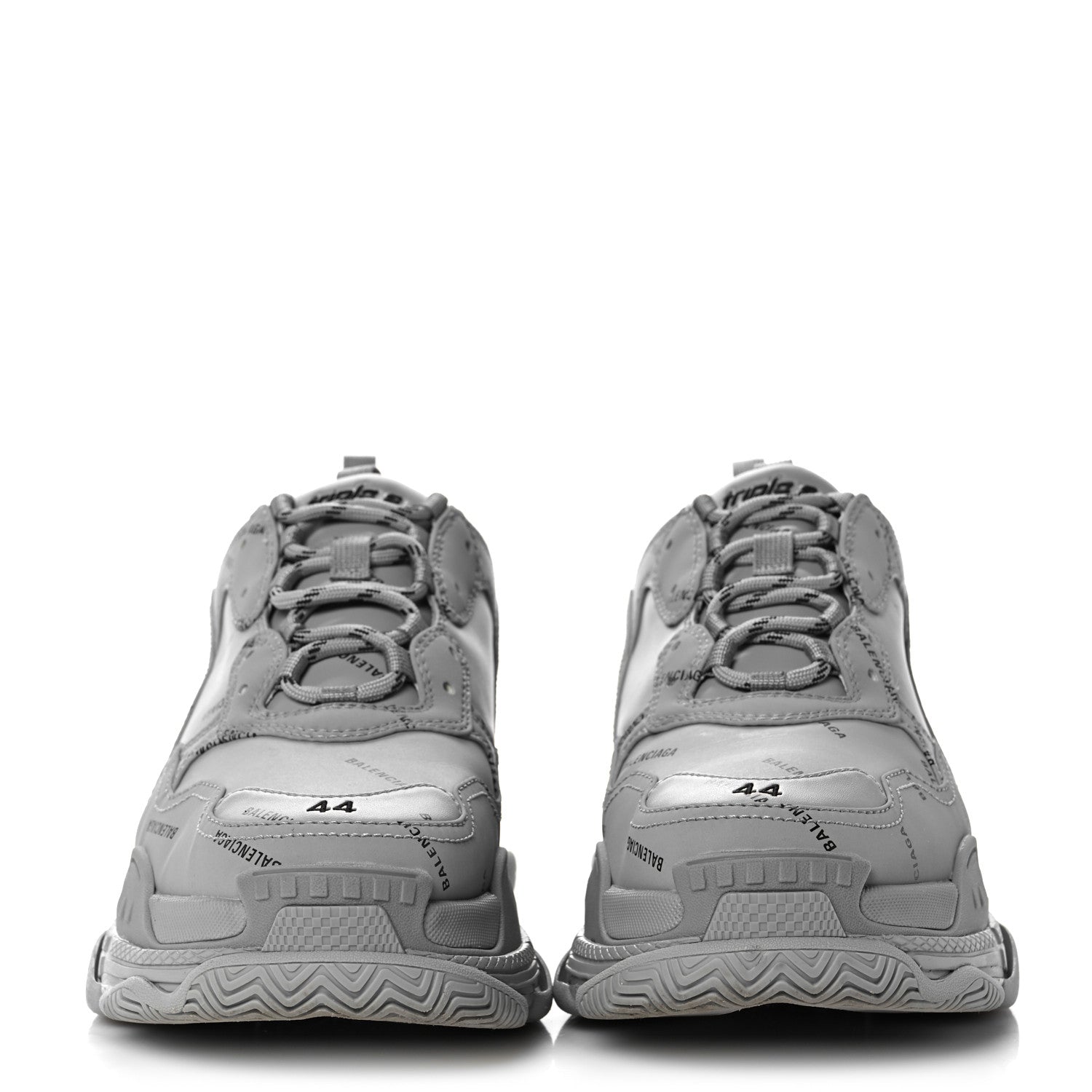 Balenciaga Technical Fabric Allover Logo Mens Triple S Sneakers 44 Grey Black 2 of 6