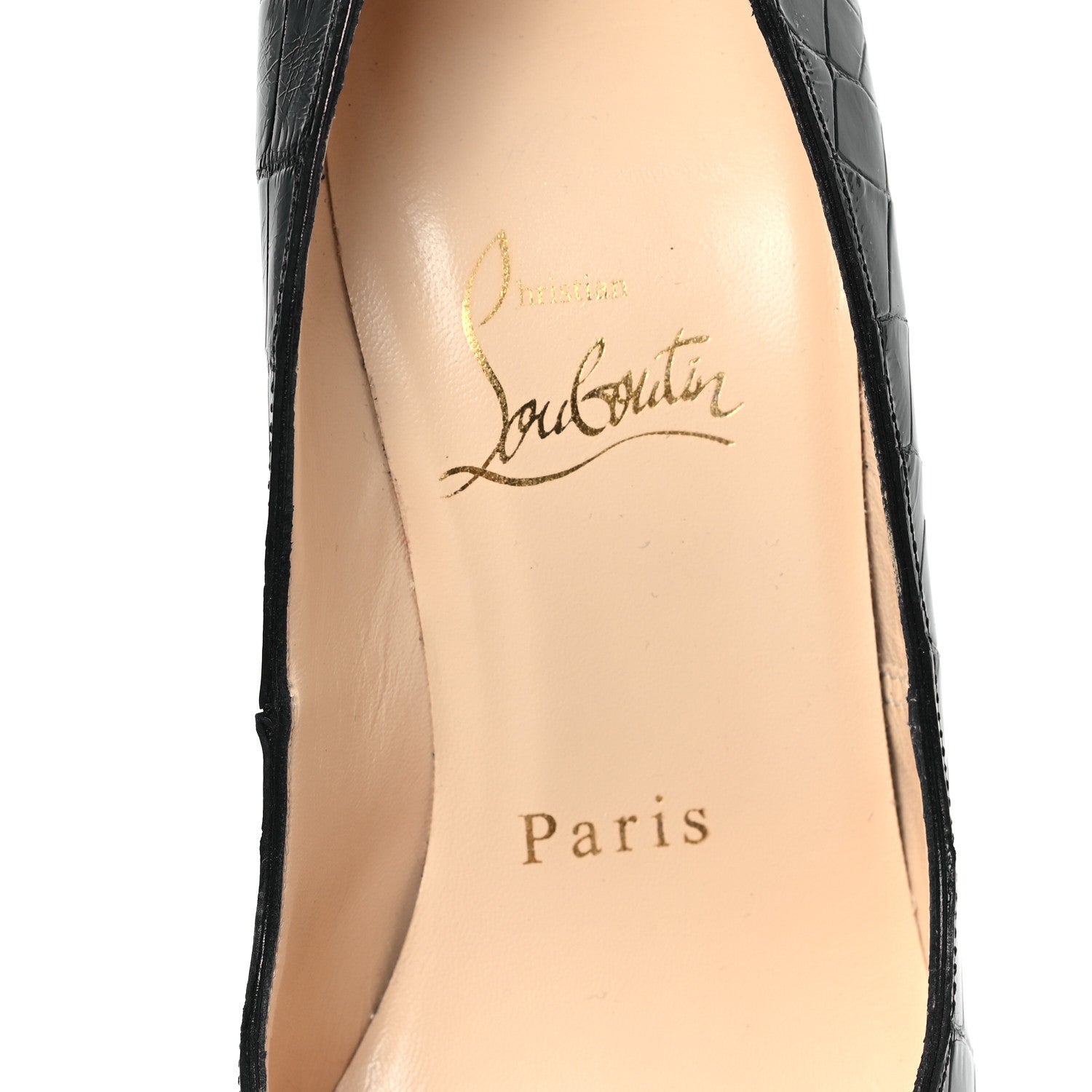 Christian Louboutin Calfskin Crocodile Embossed Decollete 100 Pumps 36.5 Black 7 of 7