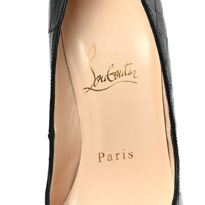 Christian Louboutin Calfskin Crocodile Embossed Decollete 100 Pumps 36.5 Black 7 of 7