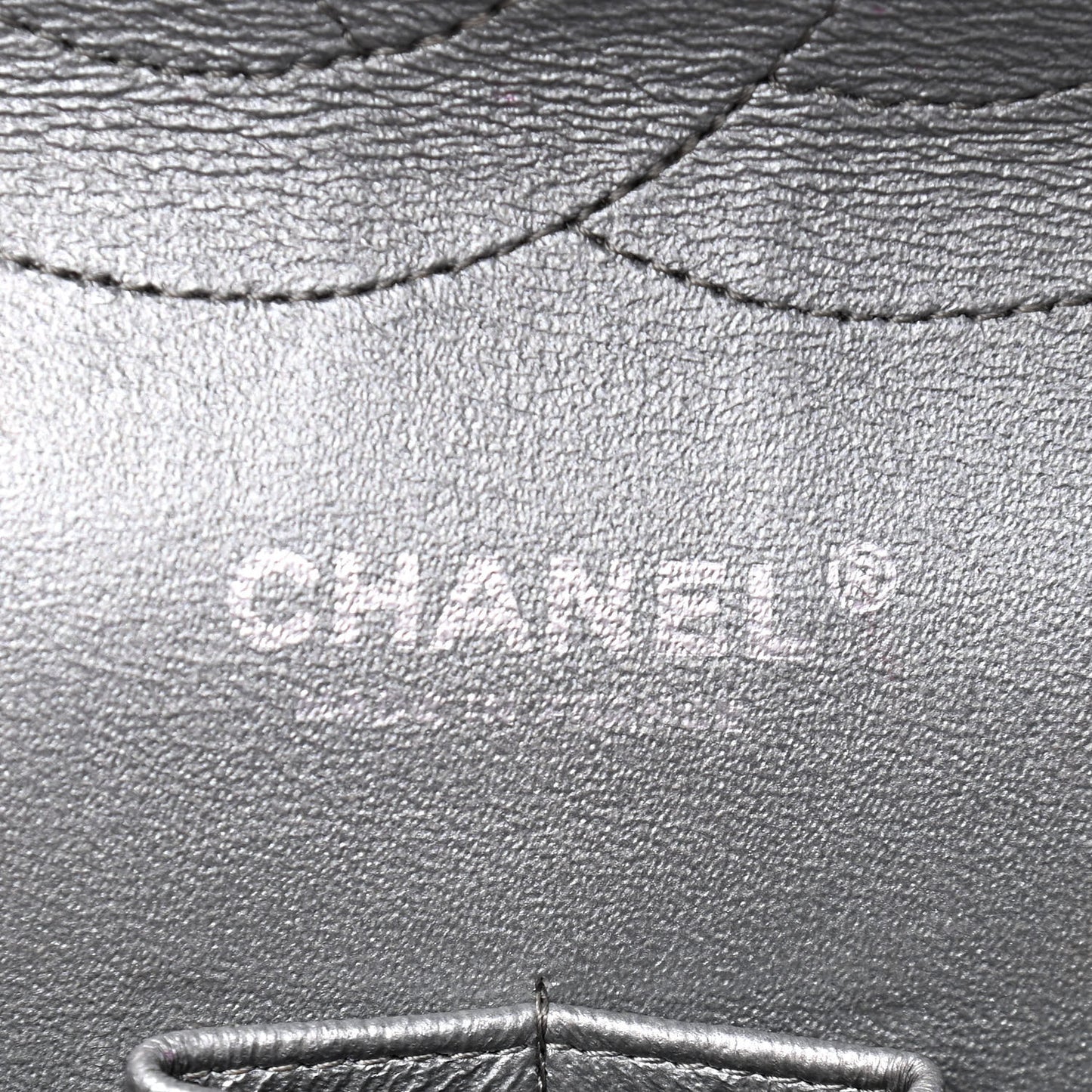 Metallic Lambskin Quilted Jumbo Double Flap Grey