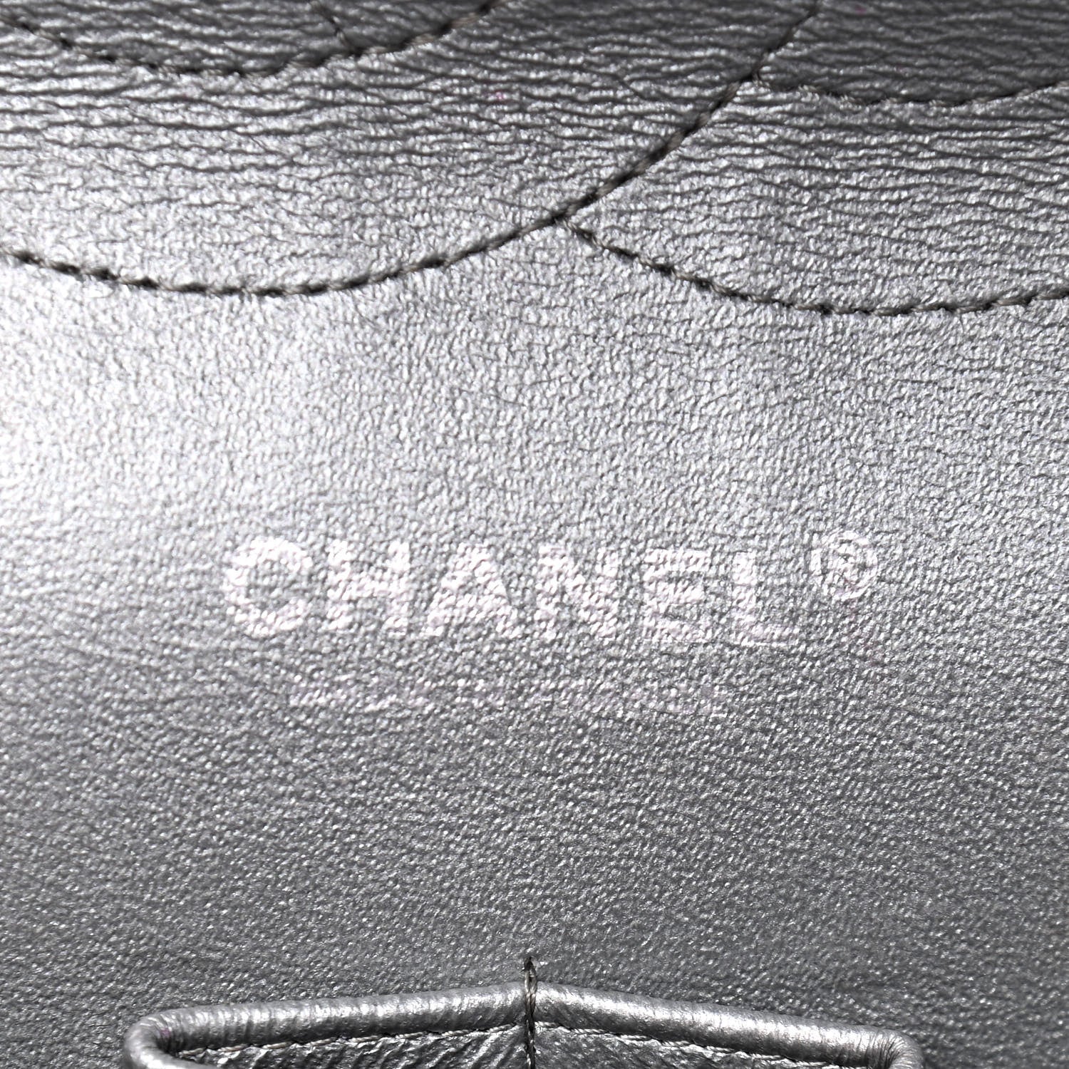 Chanel Metallic Lambskin Quilted Jumbo Double Flap Grey 6 of 13