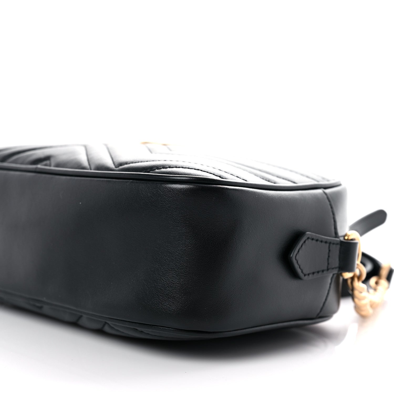 Gucci Calfskin Matelasse Small GG Marmont Chain Shoulder Bag Black 9 of 10