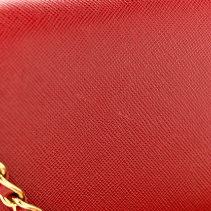 Prada Saffiano Metal Oro Chain Wallet Fuoco 11 of 11