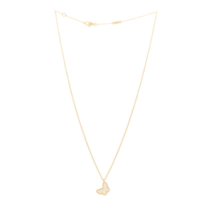 Van Cleef & Arpels 18K Yellow Gold Mother of Pearl Sweet Alhambra Butterfly Pendant Necklace 3 of 6