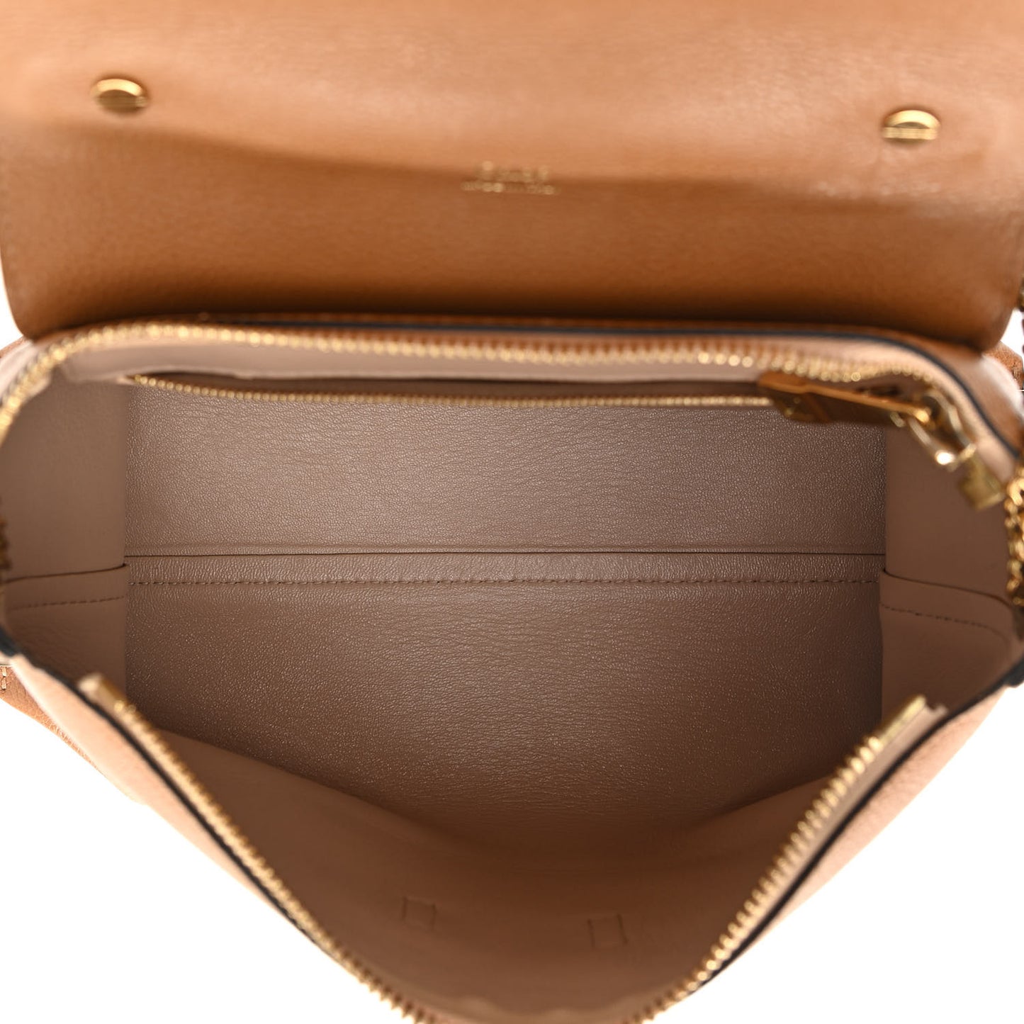 Calfskin Medium Clare Top Handle Bag Tan Black