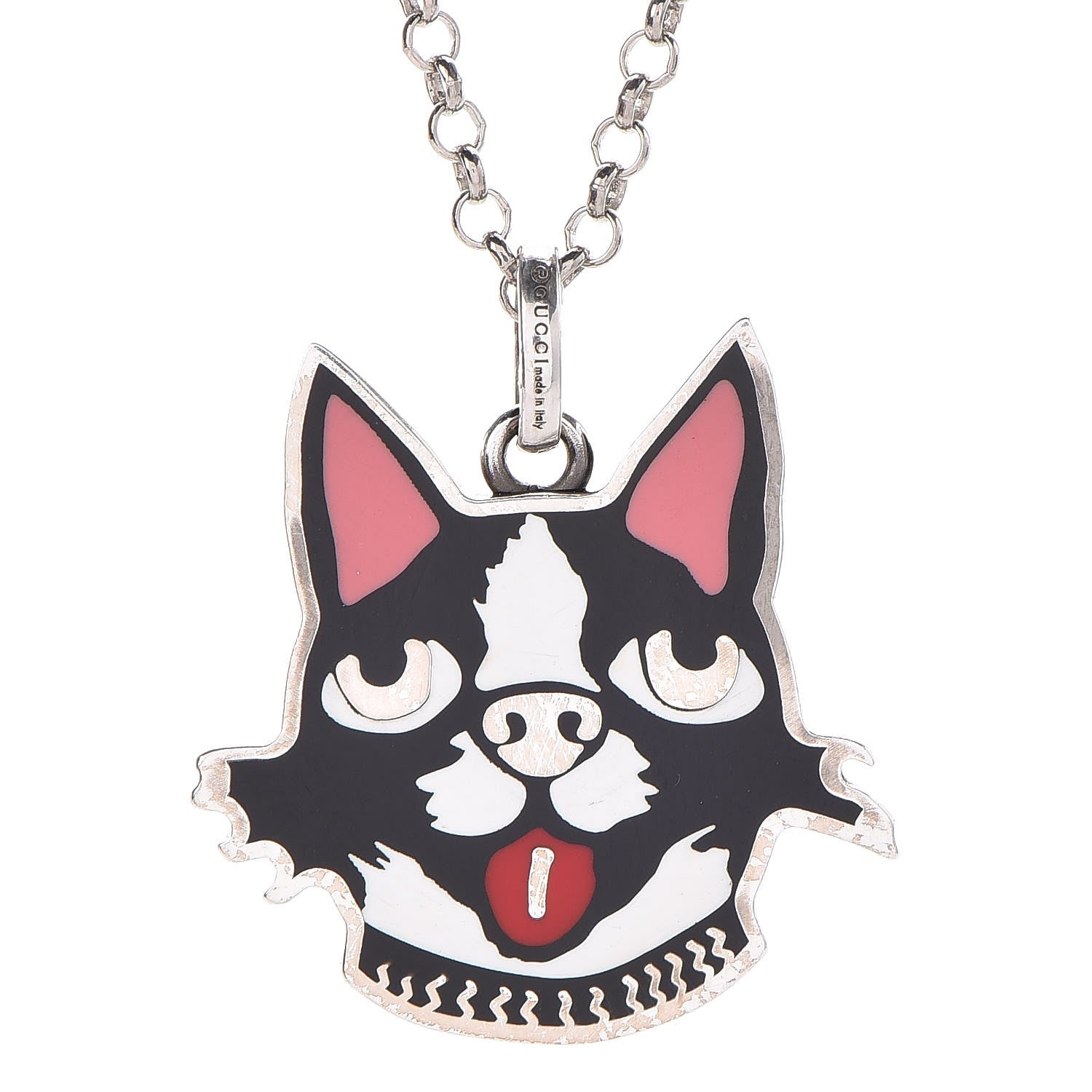 Gucci Sterling Silver Enamel Bosco Pendant Necklace 2 of 8