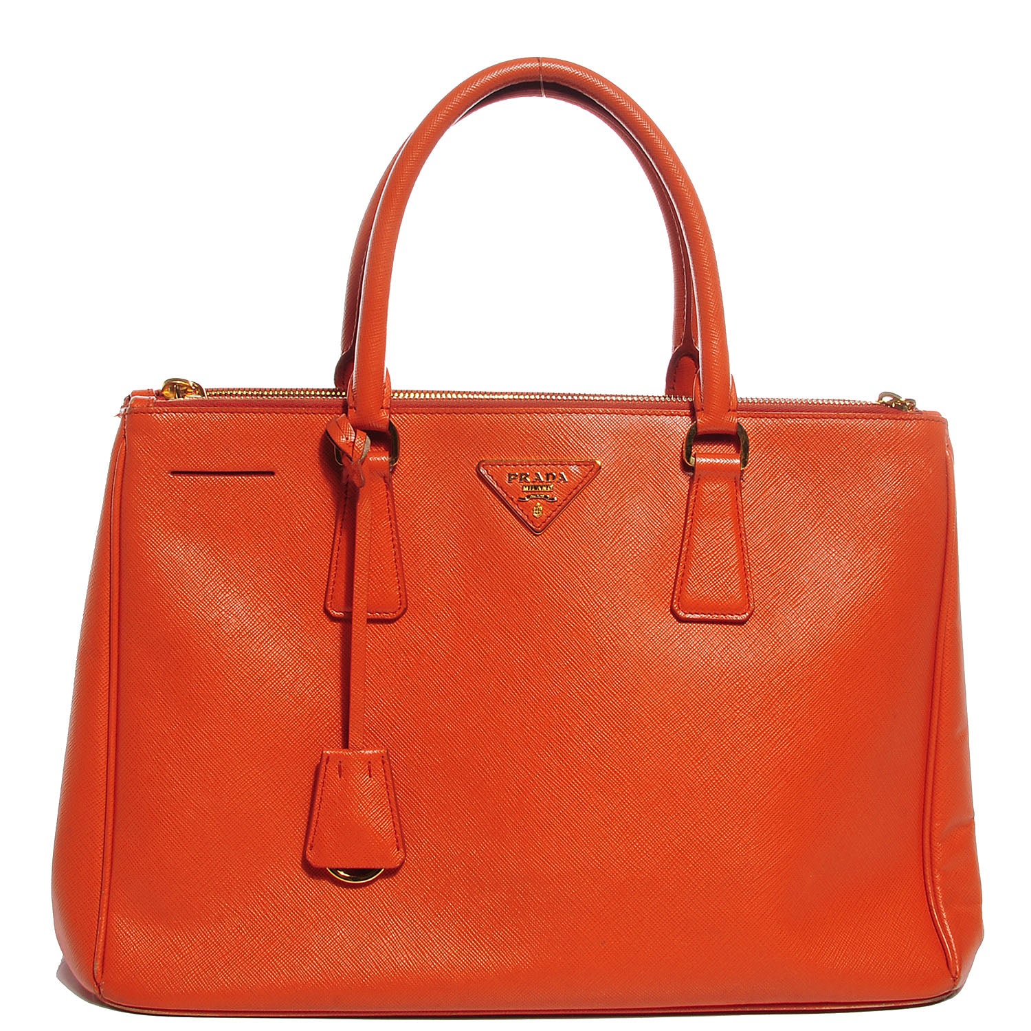 Prada Saffiano Lux Medium Double Zip Tote Papaya 1 of 10