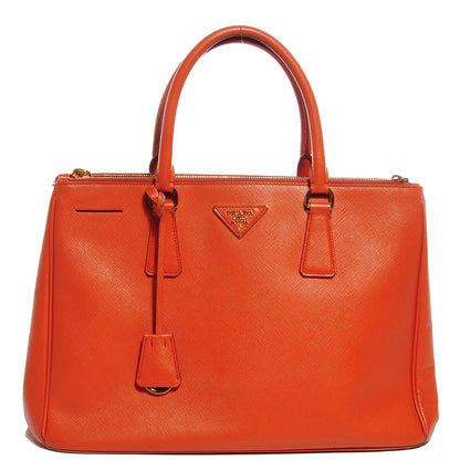 Prada Saffiano Lux Medium Double Zip Tote Papaya 1 of 10