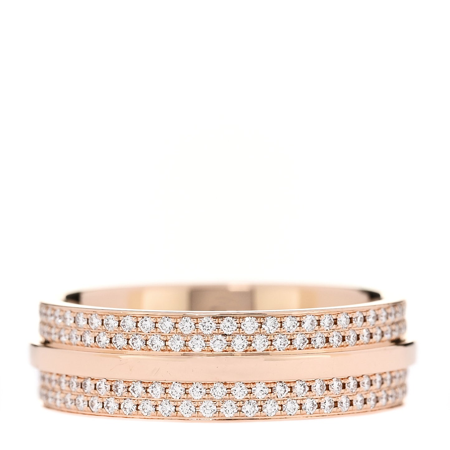 18K Rose Gold Diamond Wide T Two Pave Ring 53 6.5