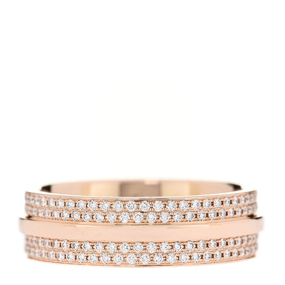Tiffany 18K Rose Gold Diamond Wide T Two Pave Ring 53 6.5 3 of 4