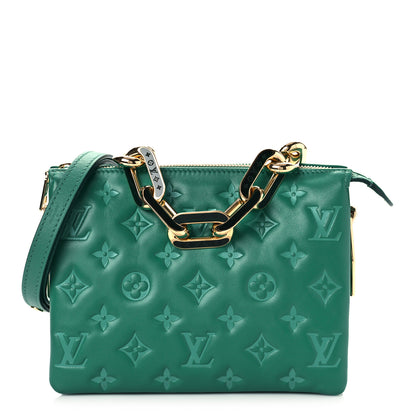 Louis Vuitton Lambskin Embossed Monogram Coussin BB Emeraude 1 of 10
