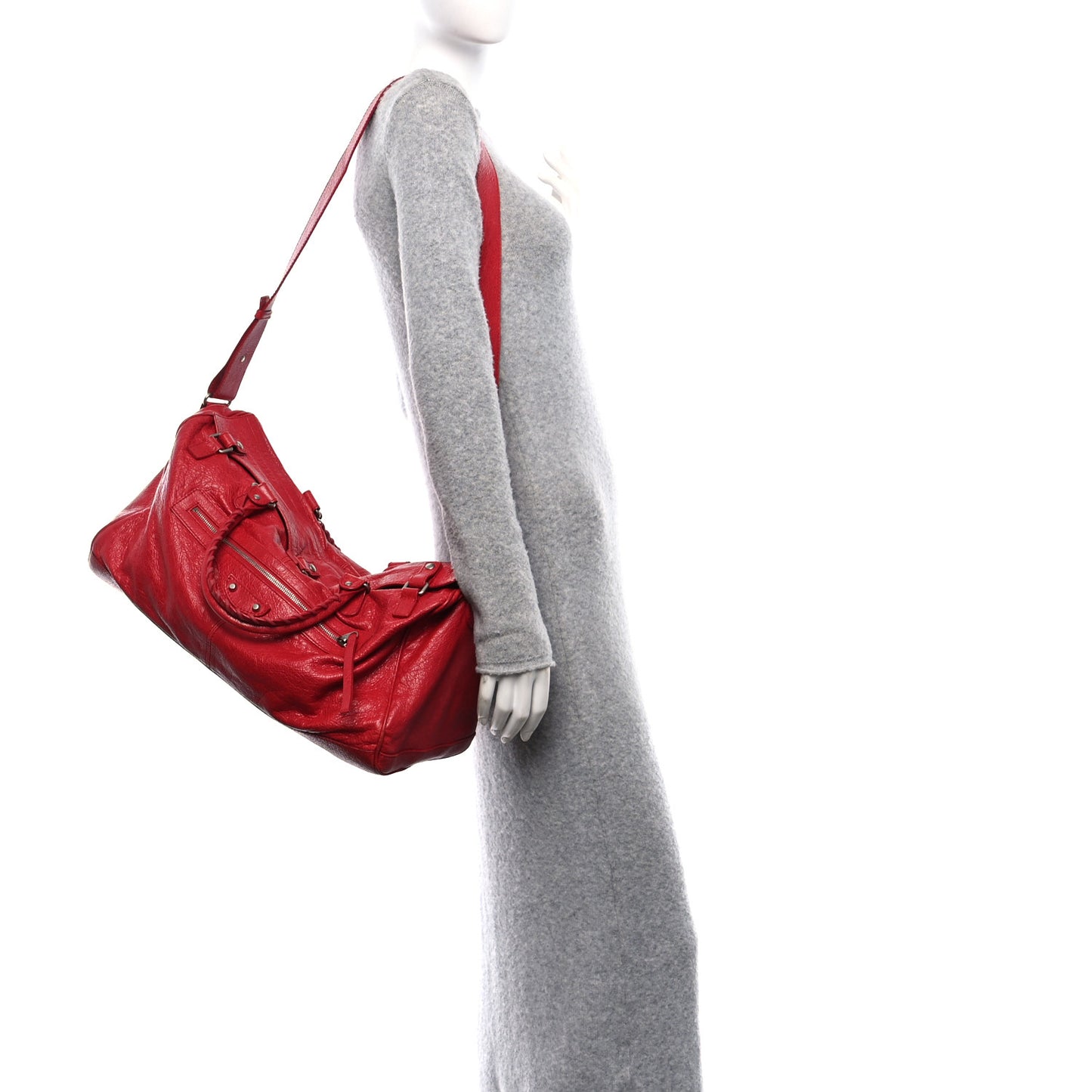 Agneau Classic Hardware Small Squash Duffel Bag Rouge Cardinal