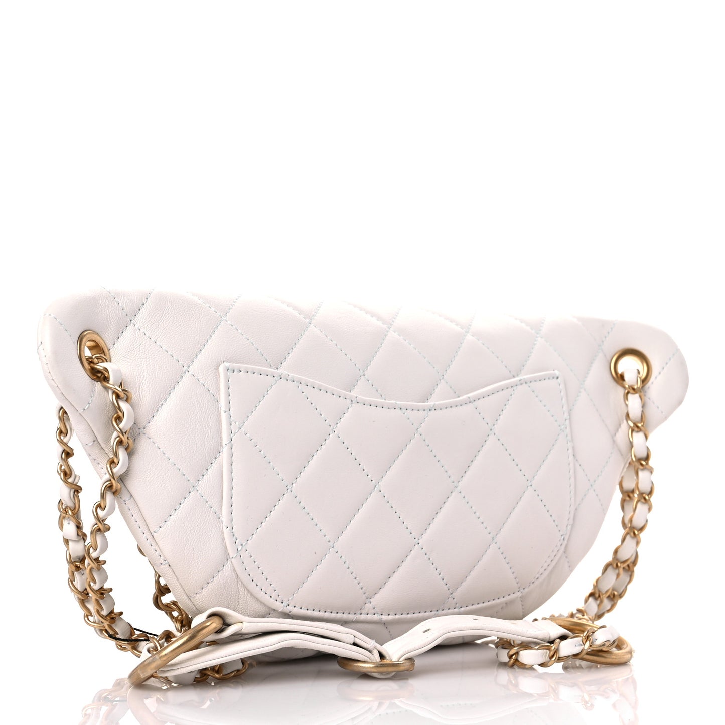 Lambskin Quilted All About Chains Waist Belt Bag White
