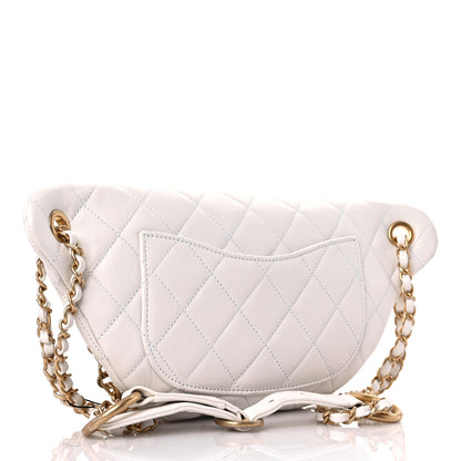 Chanel Lambskin Quilted All About Chains Waist Belt Bag White 3 of 9