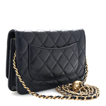 Chanel Lambskin Quilted Pearl Crush Wallet on Chain WOC Navy 3 of 11