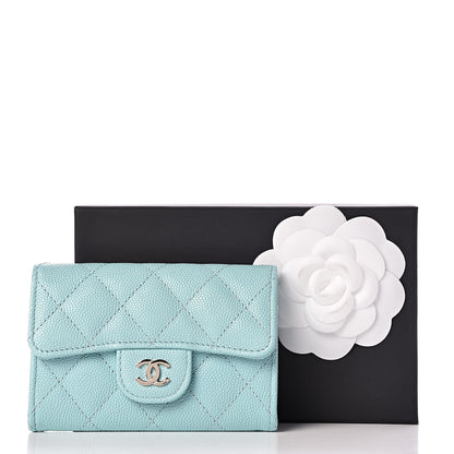 Chanel Caviar Quilted Card Holder Light Blue 9 of 9