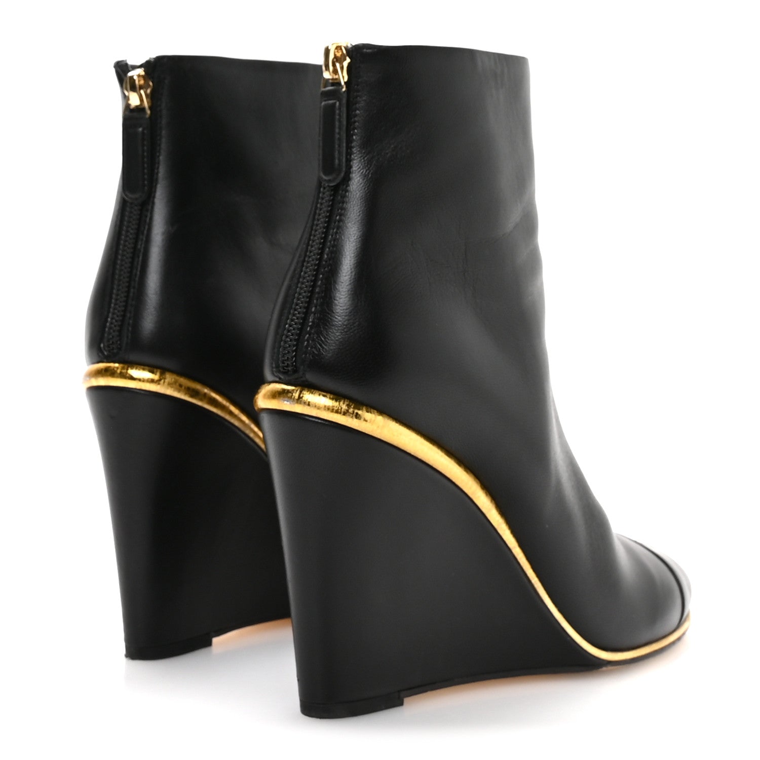 Chanel Lambskin Cap Toe Wedge Ankle Boots 38.5 Black 5 of 9