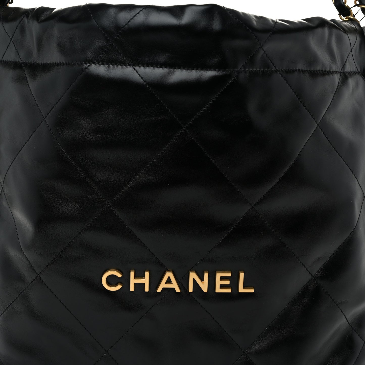 Shiny Calfskin Quilted Small Chanel 22 Black