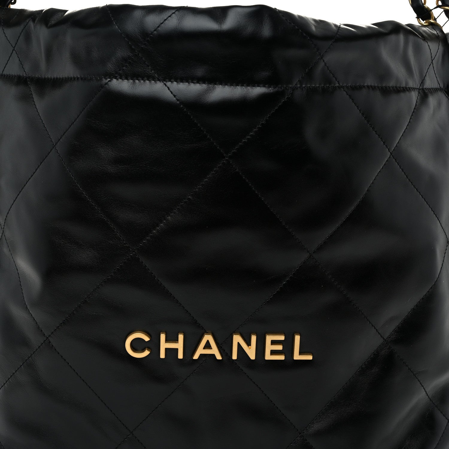 Chanel Shiny Calfskin Quilted Small Chanel 22 Black 9 of 11