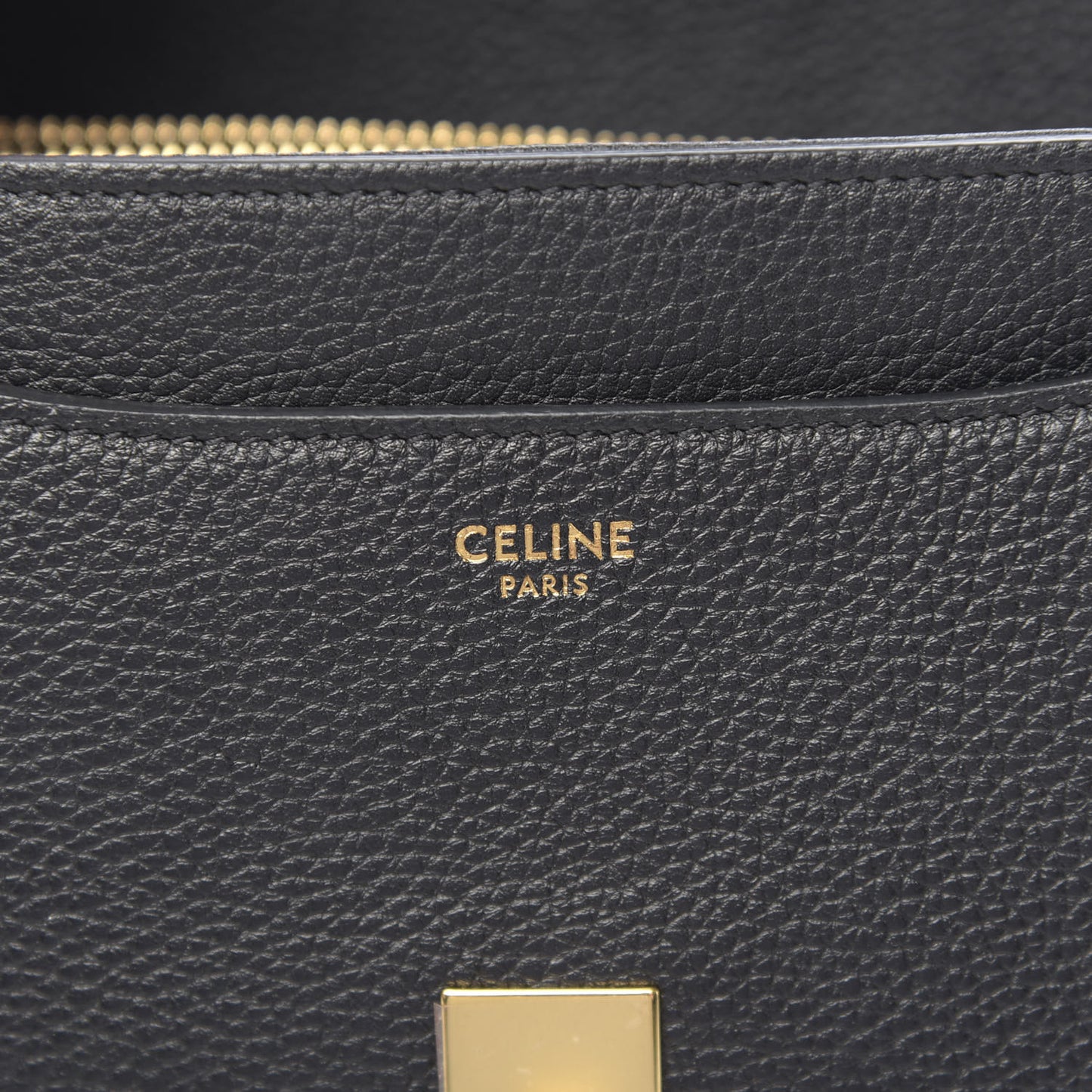Grained Calfskin Small 16 Top Handle Bag Black
