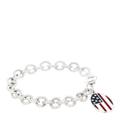 Tiffany Sterling Silver Enamel American Flag Charm Bracelet 1 of 3