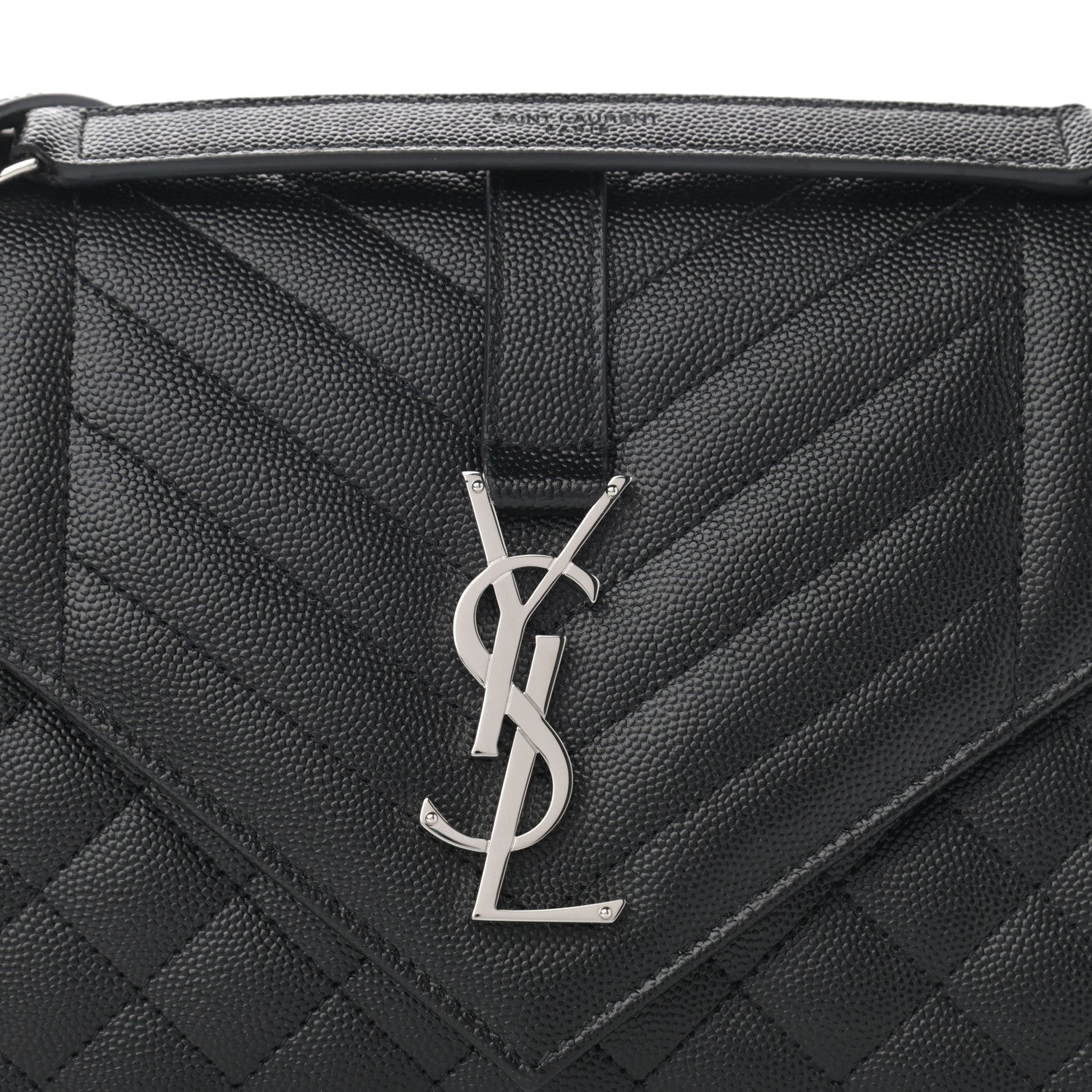 Saint Laurent Grain De Poudre Textured Mixed Matelasse Triquilt Medium Monogram Asphalt 8 of 10