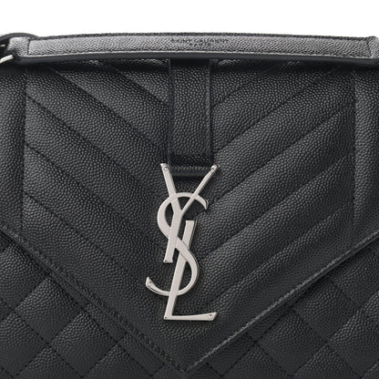 Saint Laurent Grain De Poudre Textured Mixed Matelasse Triquilt Medium Monogram Asphalt 8 of 10