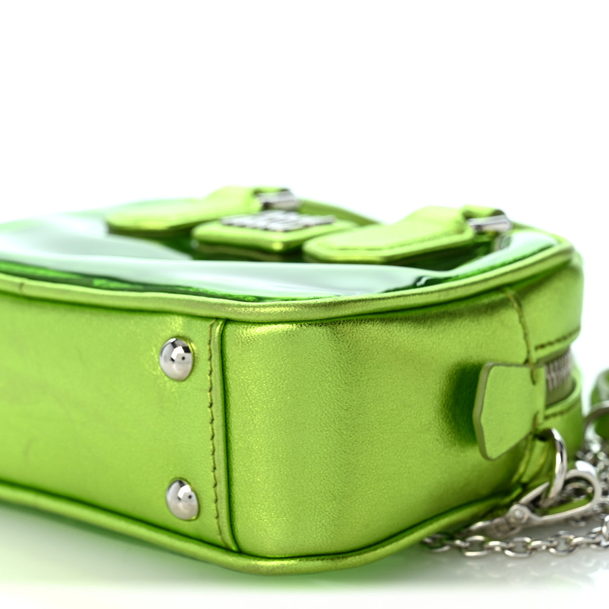 Metallic Nappa Plexi Vinyl Mini Top Handle Crossbody Felce Mordore