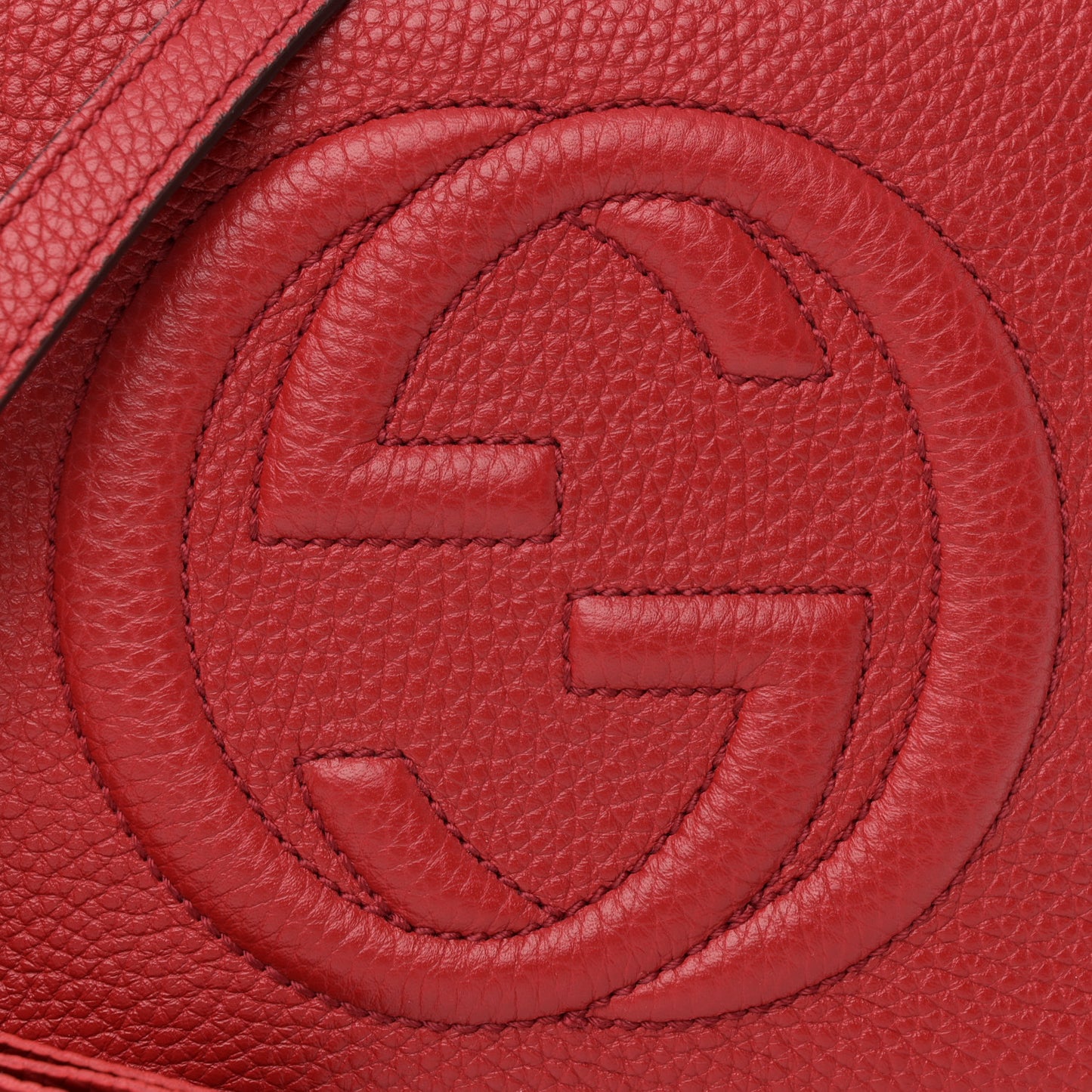 Pebbled Calfskin Small Soho Disco Bag Tabasco Red