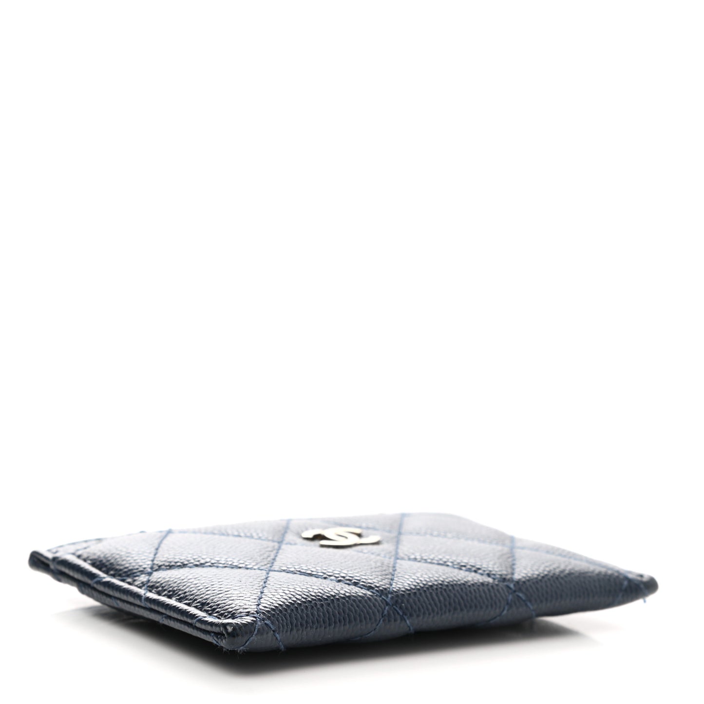 Caviar Quilted Card Holder Navy