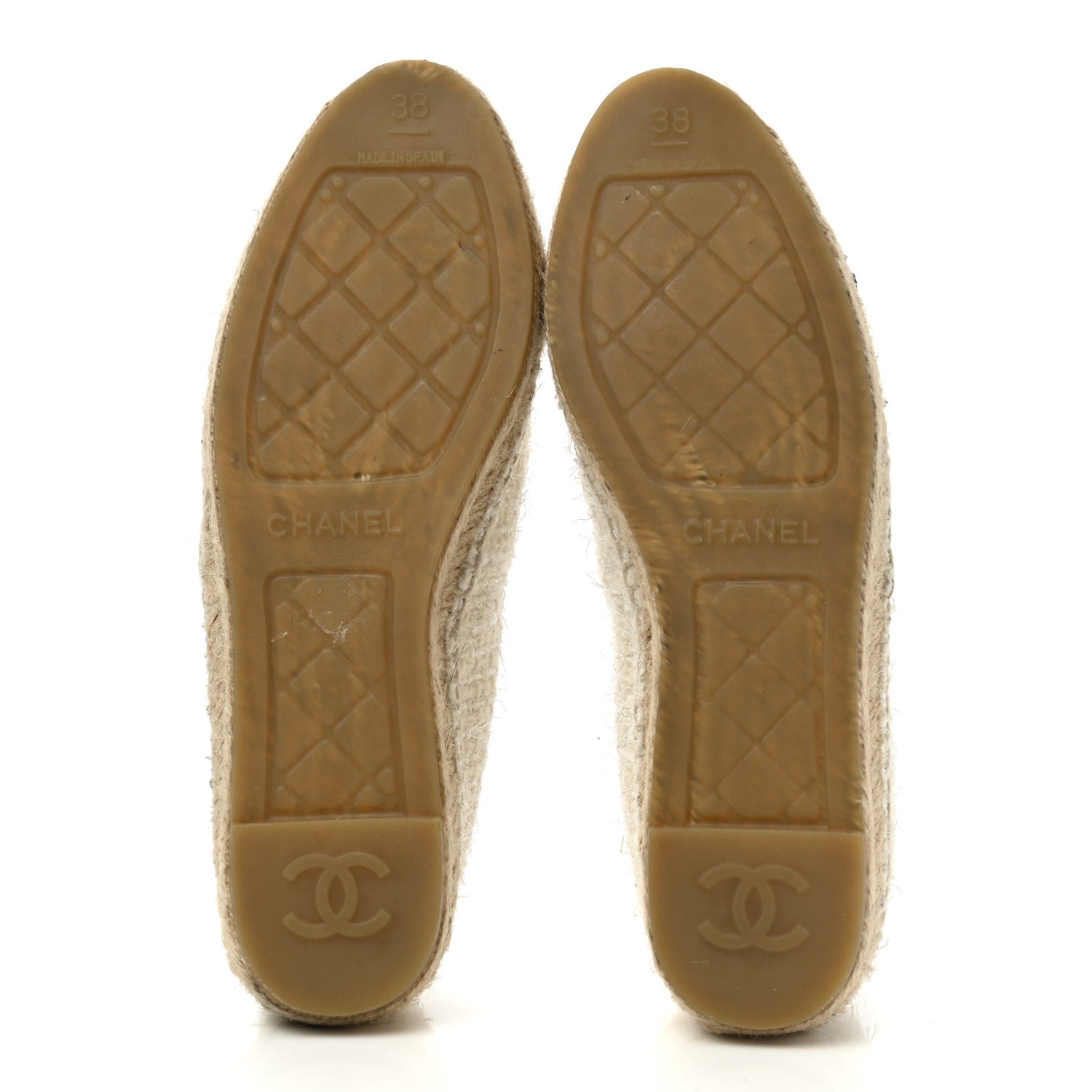 Chanel Tweed Grosgrain CC Espadrilles 38 White Black 5 of 10