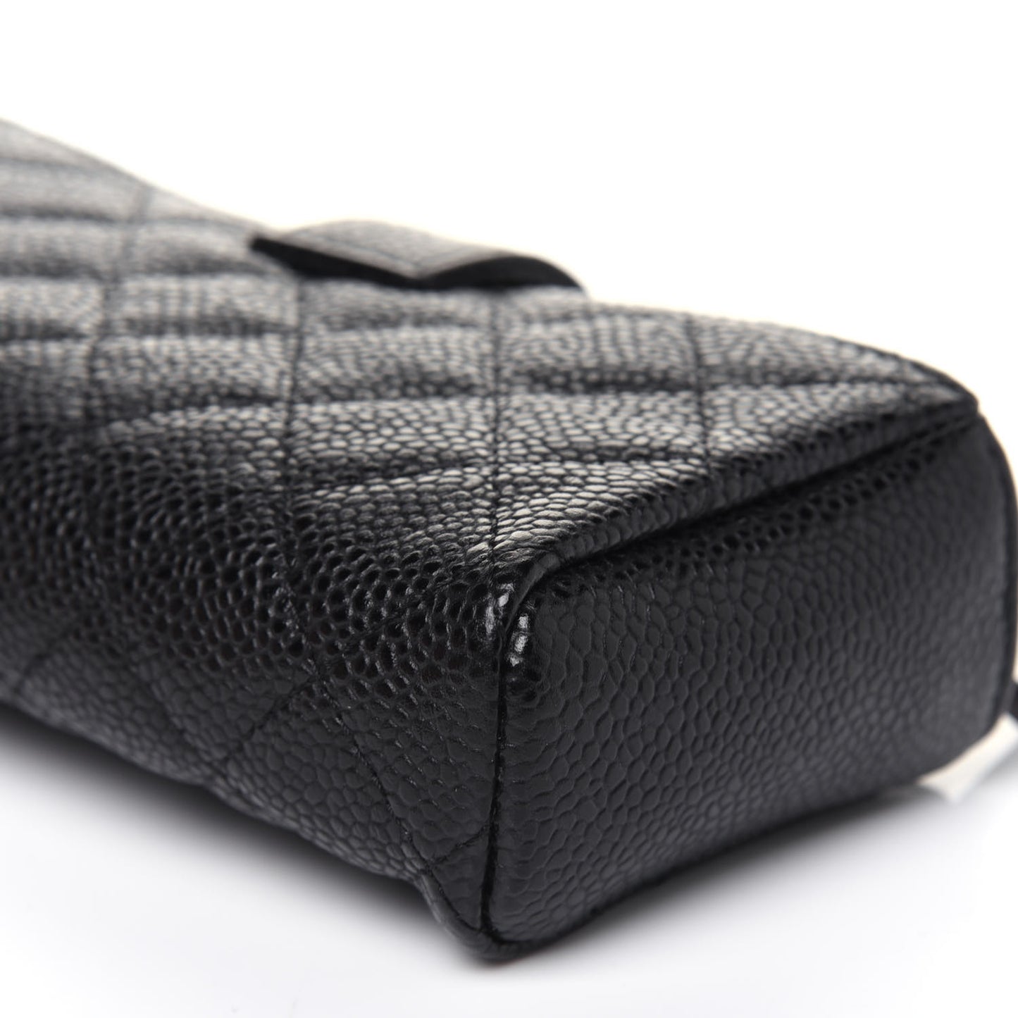 Caviar Quilted Mini Phone Holder Clutch Black