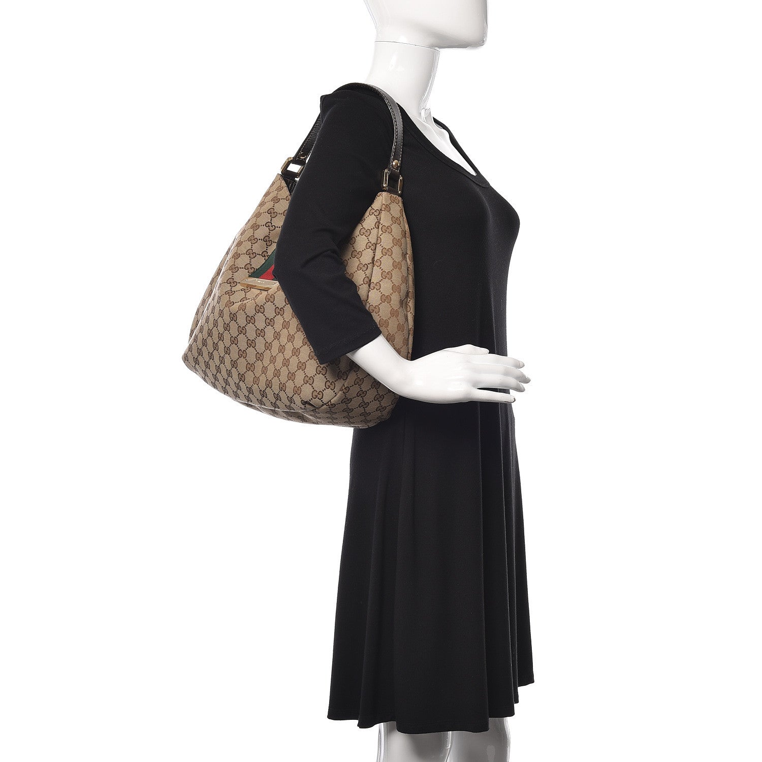 Gucci Monogram Large New Ladies Web Hobo Dark Brown 2 of 13