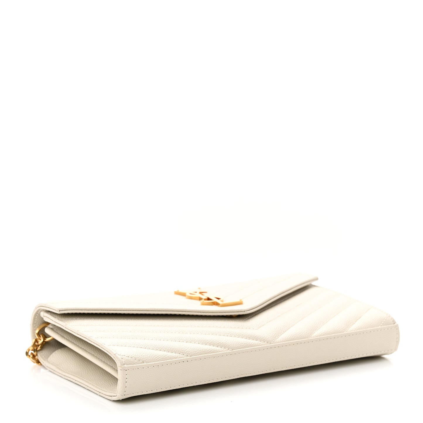 Grain De Poudre Matelasse Chevron Monogram Chain Wallet Crema Soft