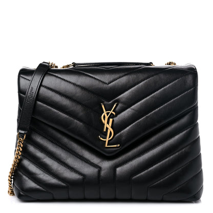 Saint Laurent Calfskin Y Quilted Monogram Medium Loulou Chain Satchel Black 1 of 18
