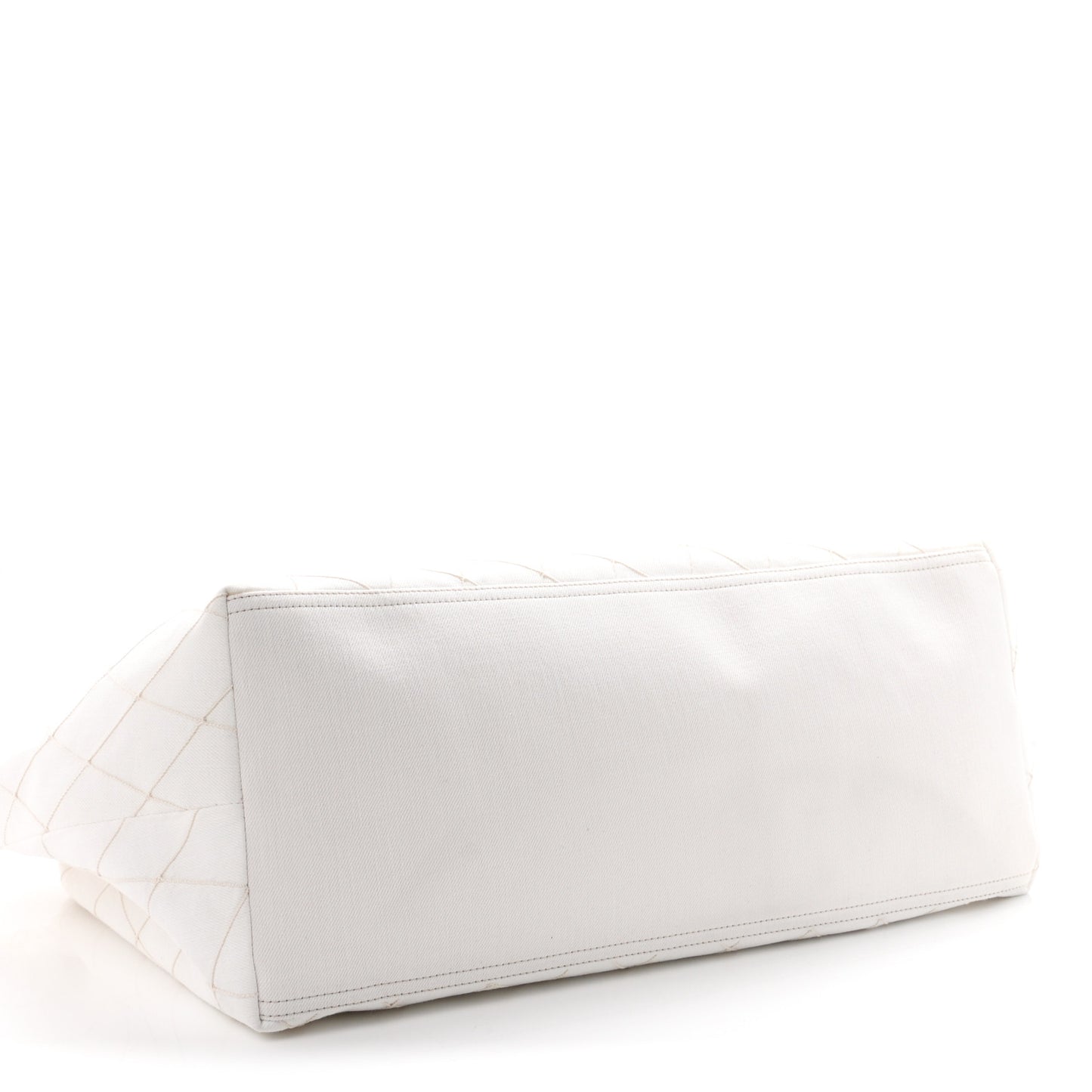 Denim Calfskin Quilted Coco Beach Small Shopping Tote White Black