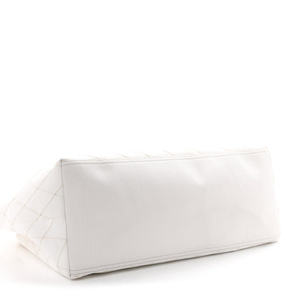 Chanel Denim Calfskin Quilted Coco Beach Small Shopping Tote White Black 5 of 11