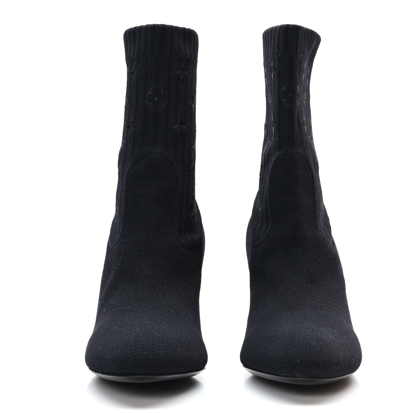 Monogram Stretch Fabric Silhouette Ankle Boots 41 Black