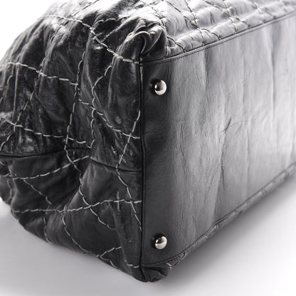 Chanel Glazed Goatskin Double Contrast Stitch Tote Black 6 of 13