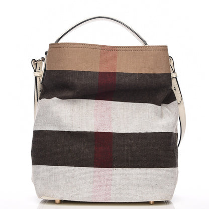 Burberry Canvas Mega Check Medium Susanna Hobo White 1 of 9